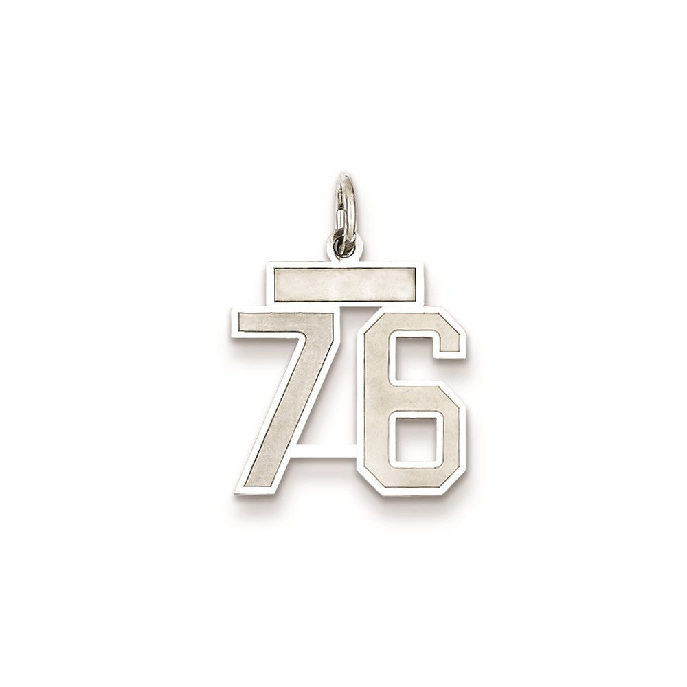 Sterling Silver/Rhodium-plated Satin Number 76 Charm