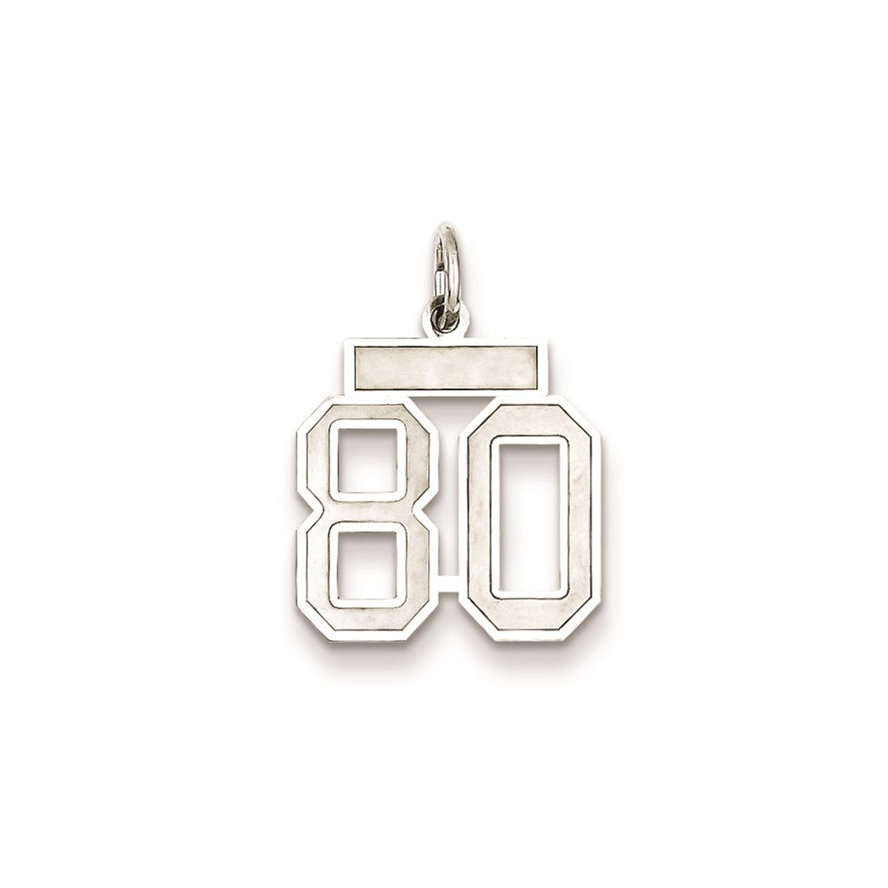 Sterling Silver/Rhodium-plated Satin Number 80 Charm