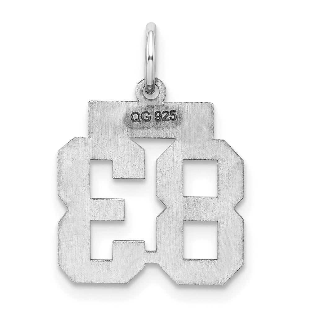 Sterling Silver/Rhodium-plated Satin Number 83 Charm