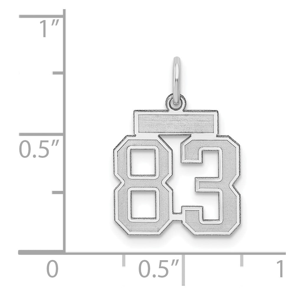 Sterling Silver/Rhodium-plated Satin Number 83 Charm