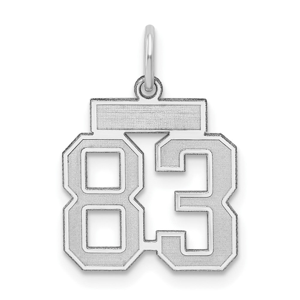 Sterling Silver/Rhodium-plated Satin Number 83 Charm