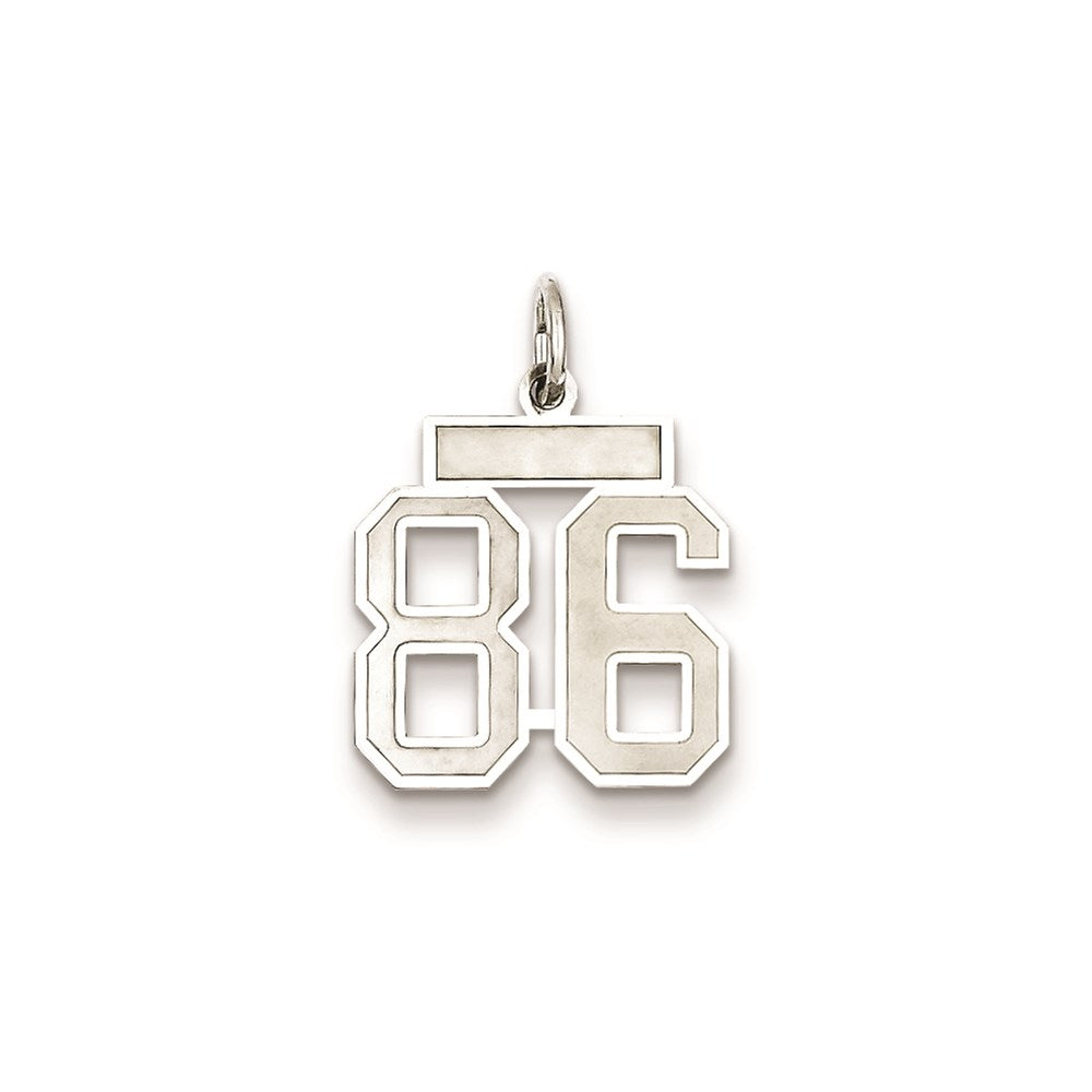 Sterling Silver/Rhodium-plated Satin Number 86 Charm