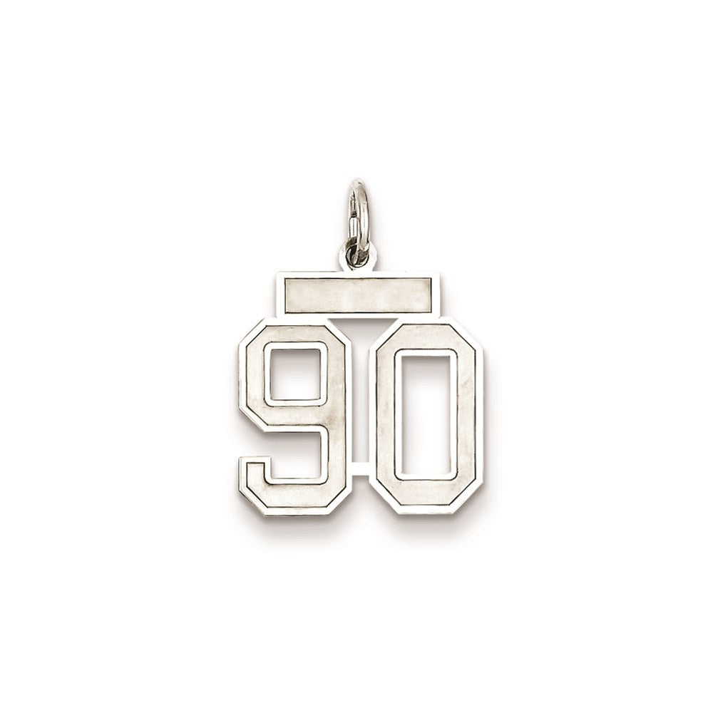 Sterling Silver/Rhodium-plated Satin Number 90 Charm