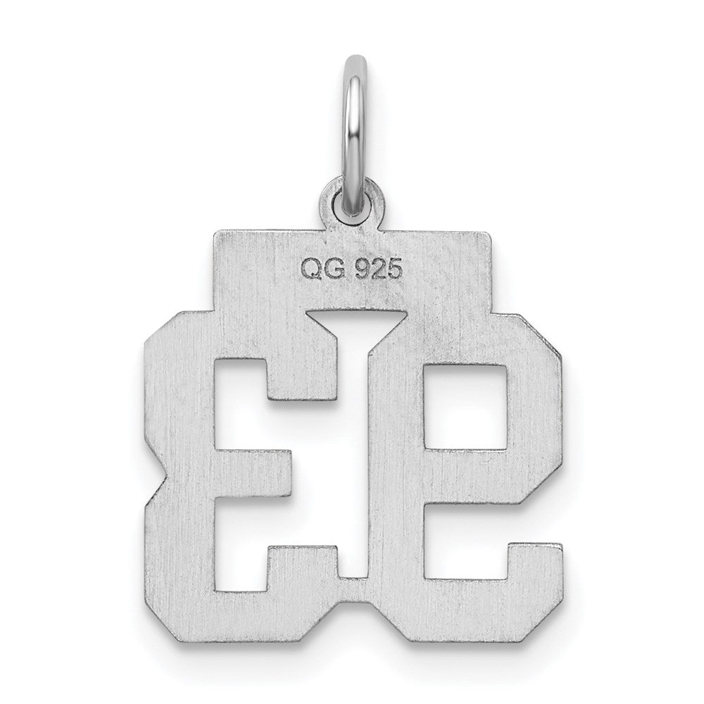 Sterling Silver/Rhodium-plated Satin Number 93 Charm