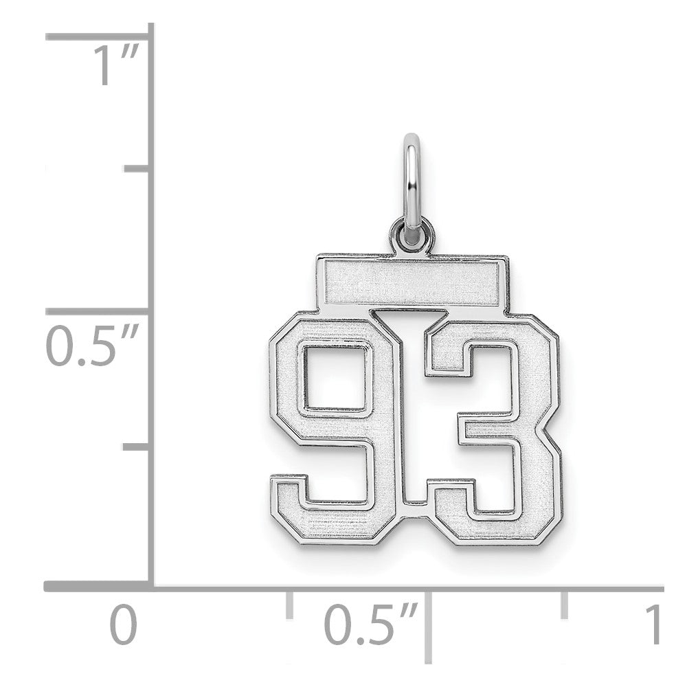 Sterling Silver/Rhodium-plated Satin Number 93 Charm