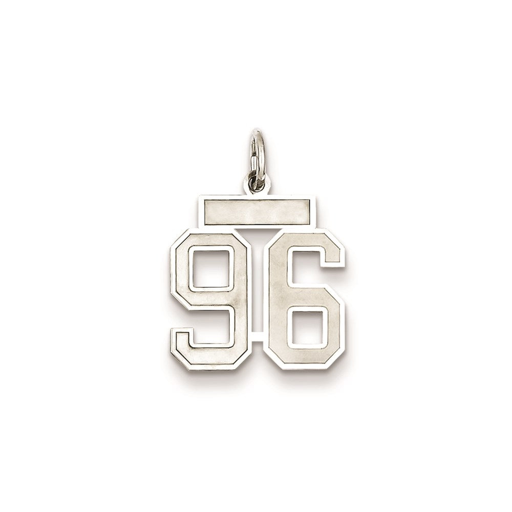 Sterling Silver/Rhodium-plated Satin Number 96 Charm