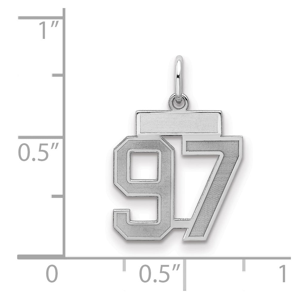 Sterling Silver/Rhodium-plated Satin Number 97 Charm