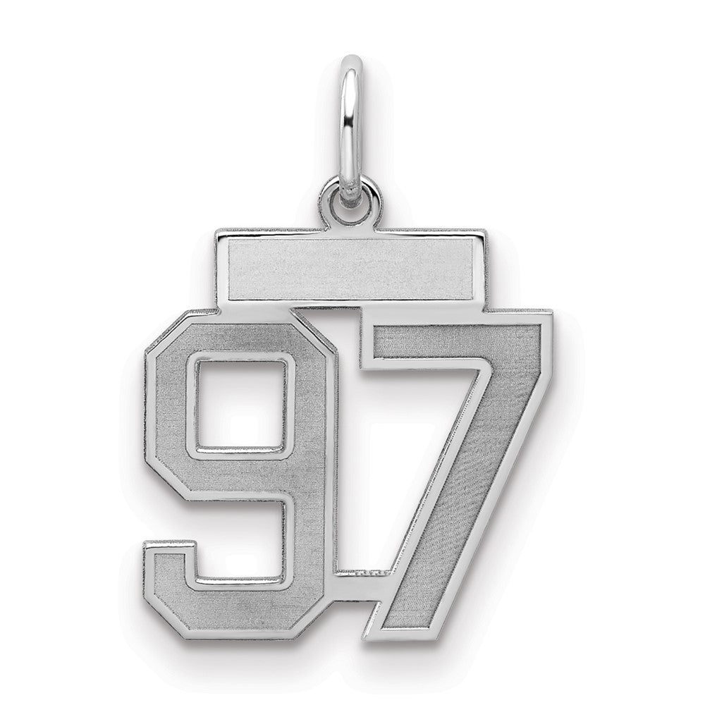 Sterling Silver/Rhodium-plated Satin Number 97 Charm