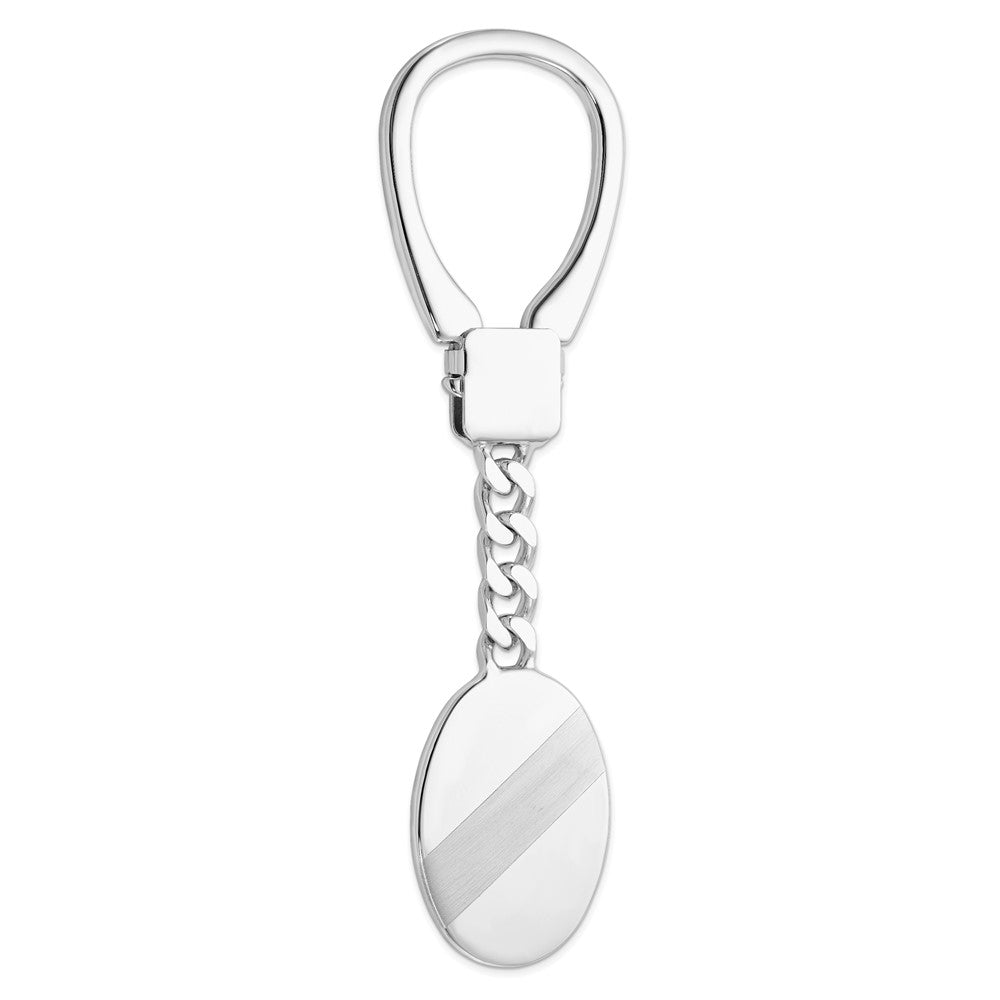 Sterling Silver Rhodium Plated Brushed & Polished Key Chain