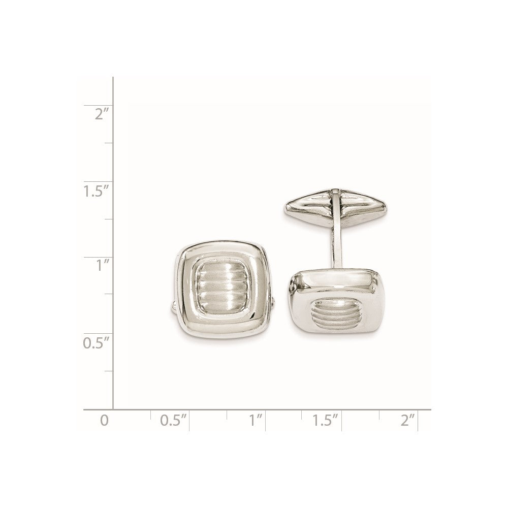 Sterling Silver Polished & Satin Squares Cuff Link