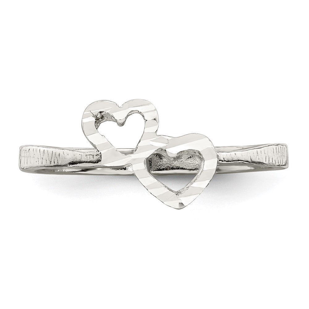 Sterling Silver Diamond-Cut Heart Ring