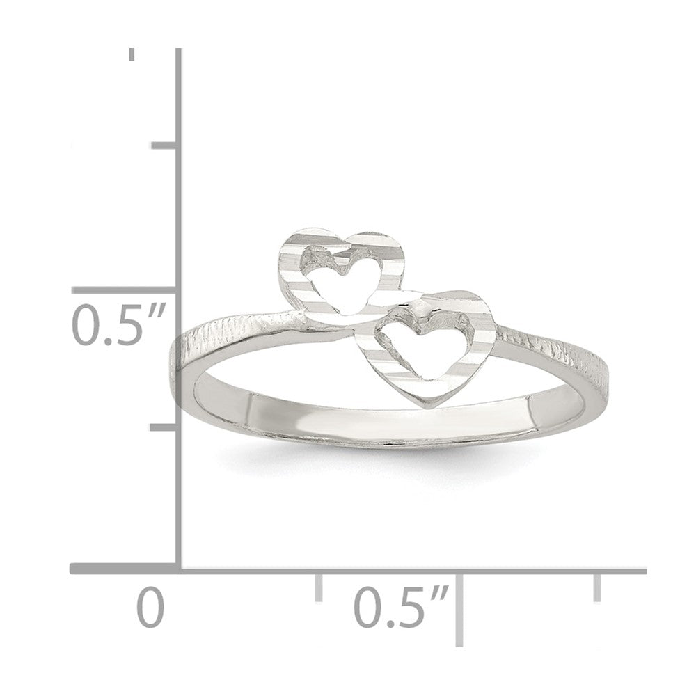 Sterling Silver Diamond-Cut Heart Ring