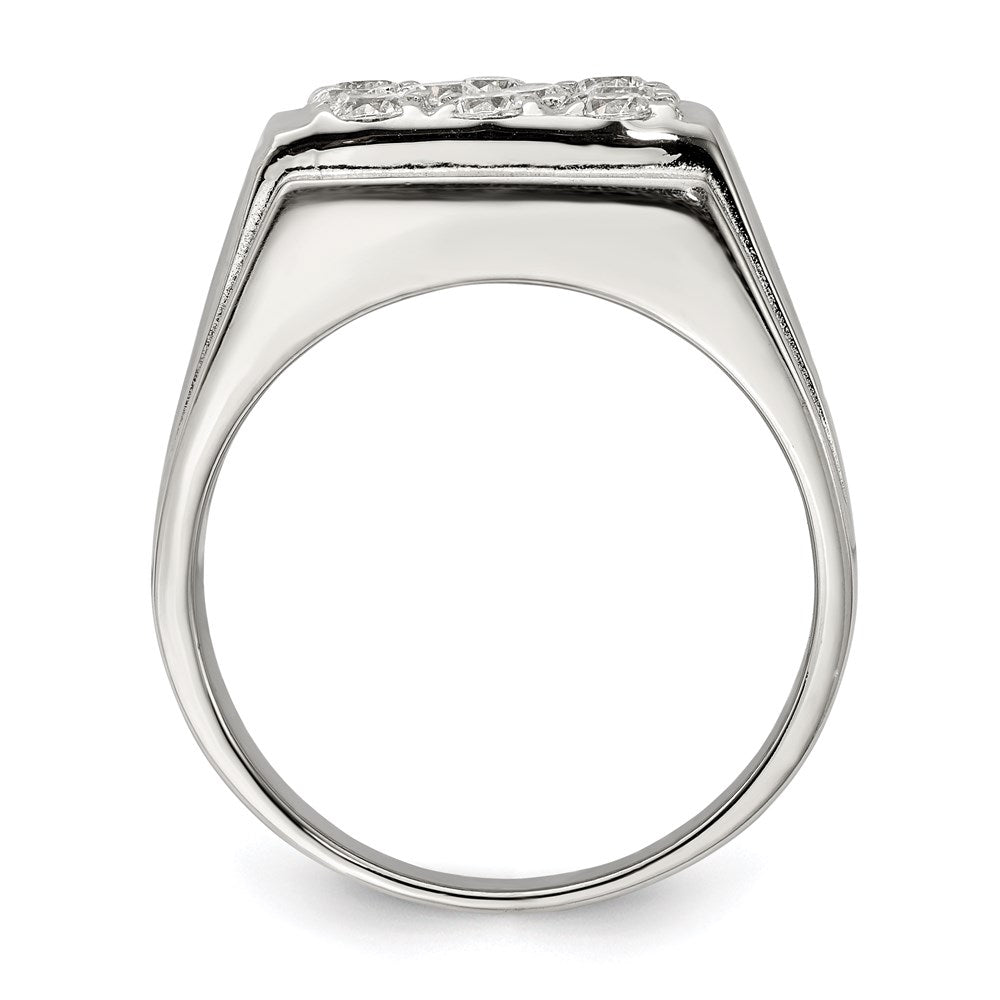 Sterling Silver Rhodium-plated Men's CZ Ring