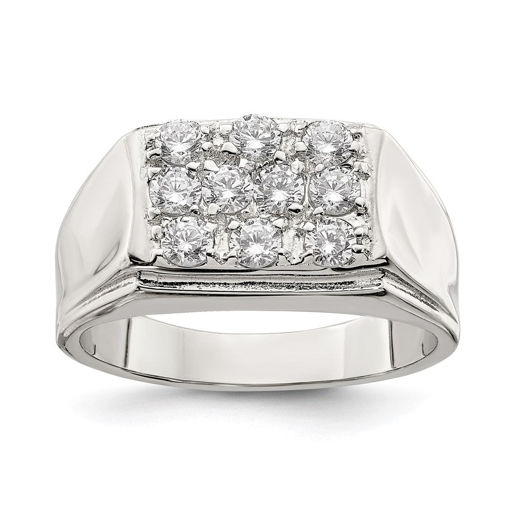 Sterling Silver Rhodium-plated Men's CZ Ring