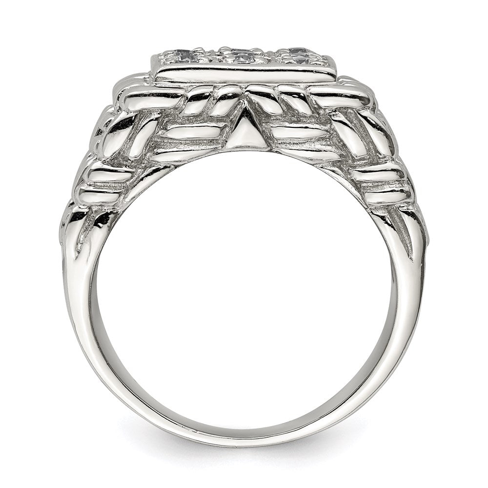 Sterling Silver Rhodium-plated Men's CZ Ring