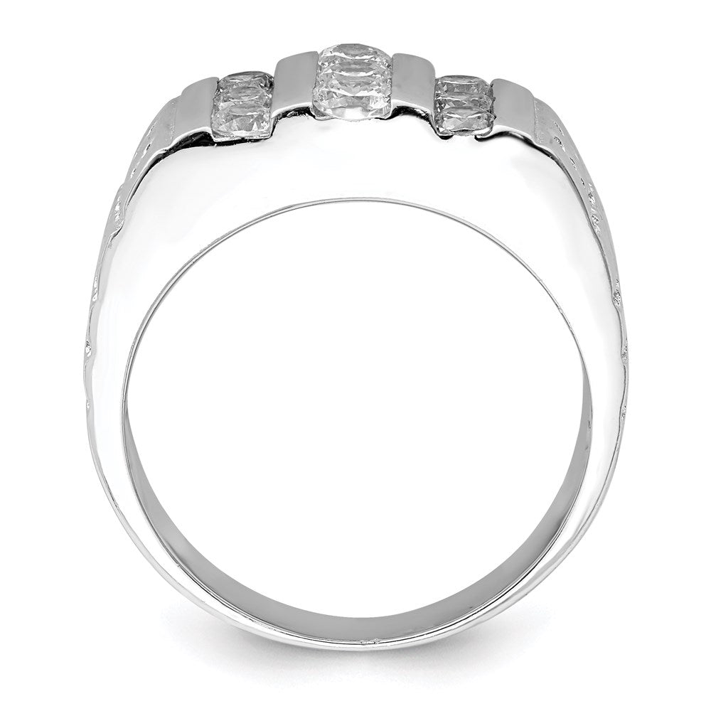 Sterling Silver Rhodium-plated Men's CZ Ring