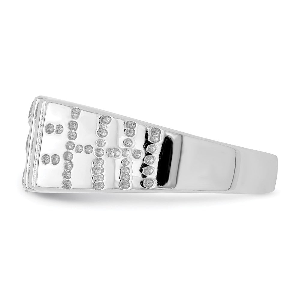 Sterling Silver Rhodium-plated Men's CZ Ring