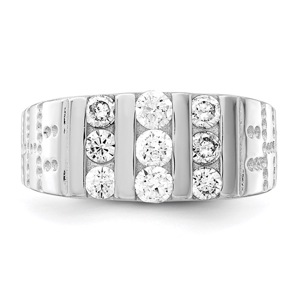 Sterling Silver Rhodium-plated Men's CZ Ring