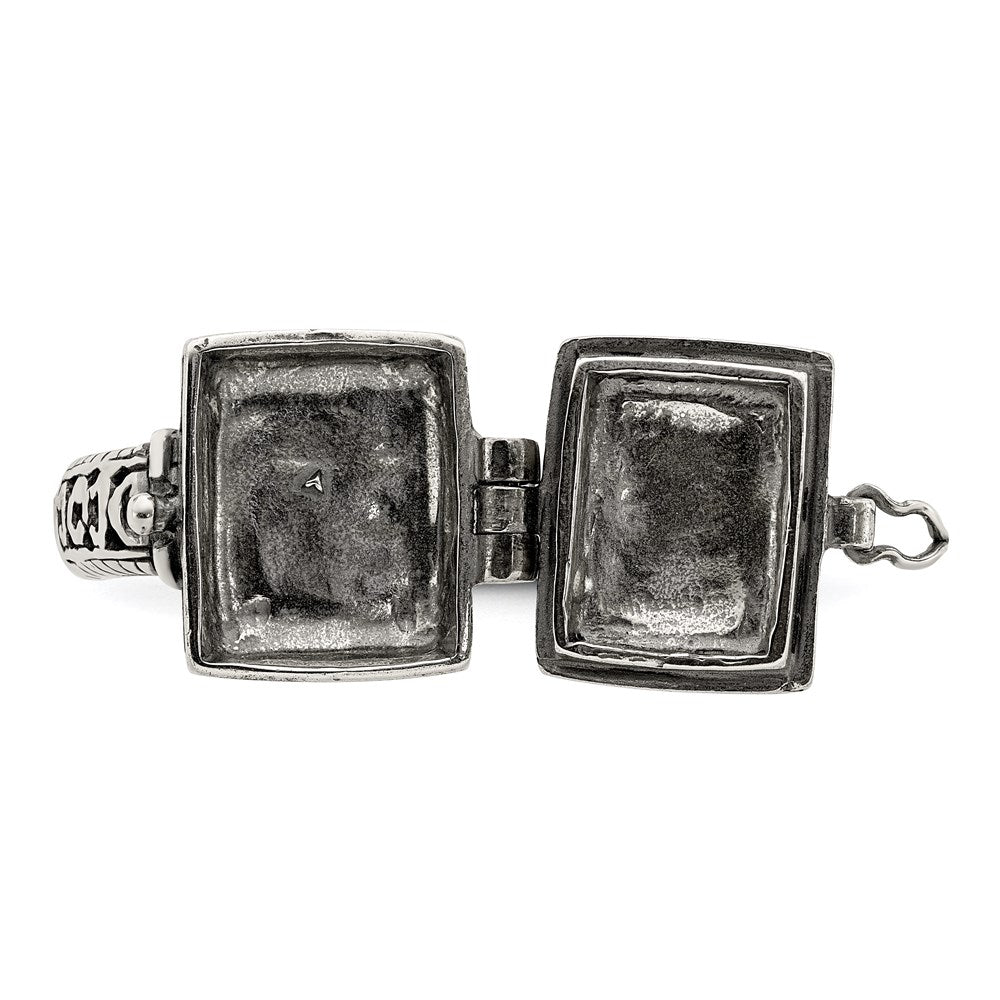 Sterling Silver Antiqued Rectangular Locket Ring