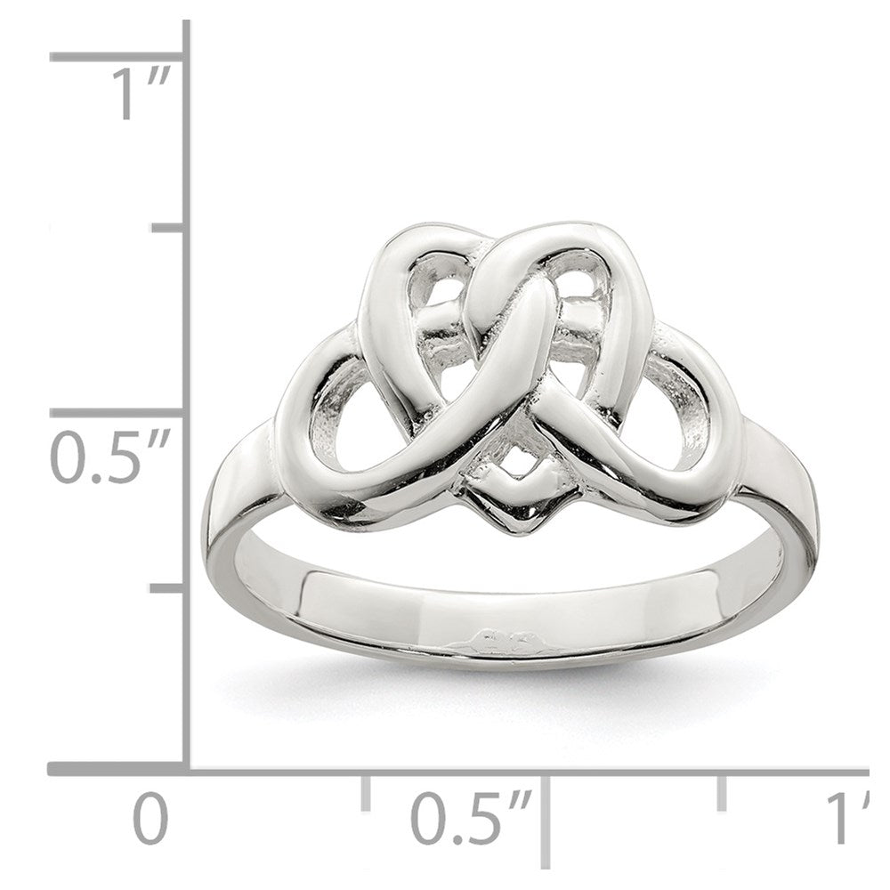 Sterling Silver Fancy Celtic Heart Pattern Woven Ring