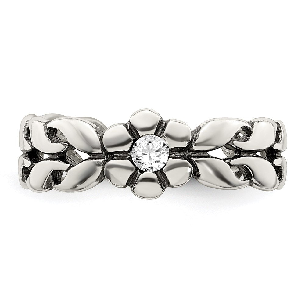 Sterling Silver Antiqued Stellux Crystal Toe Ring