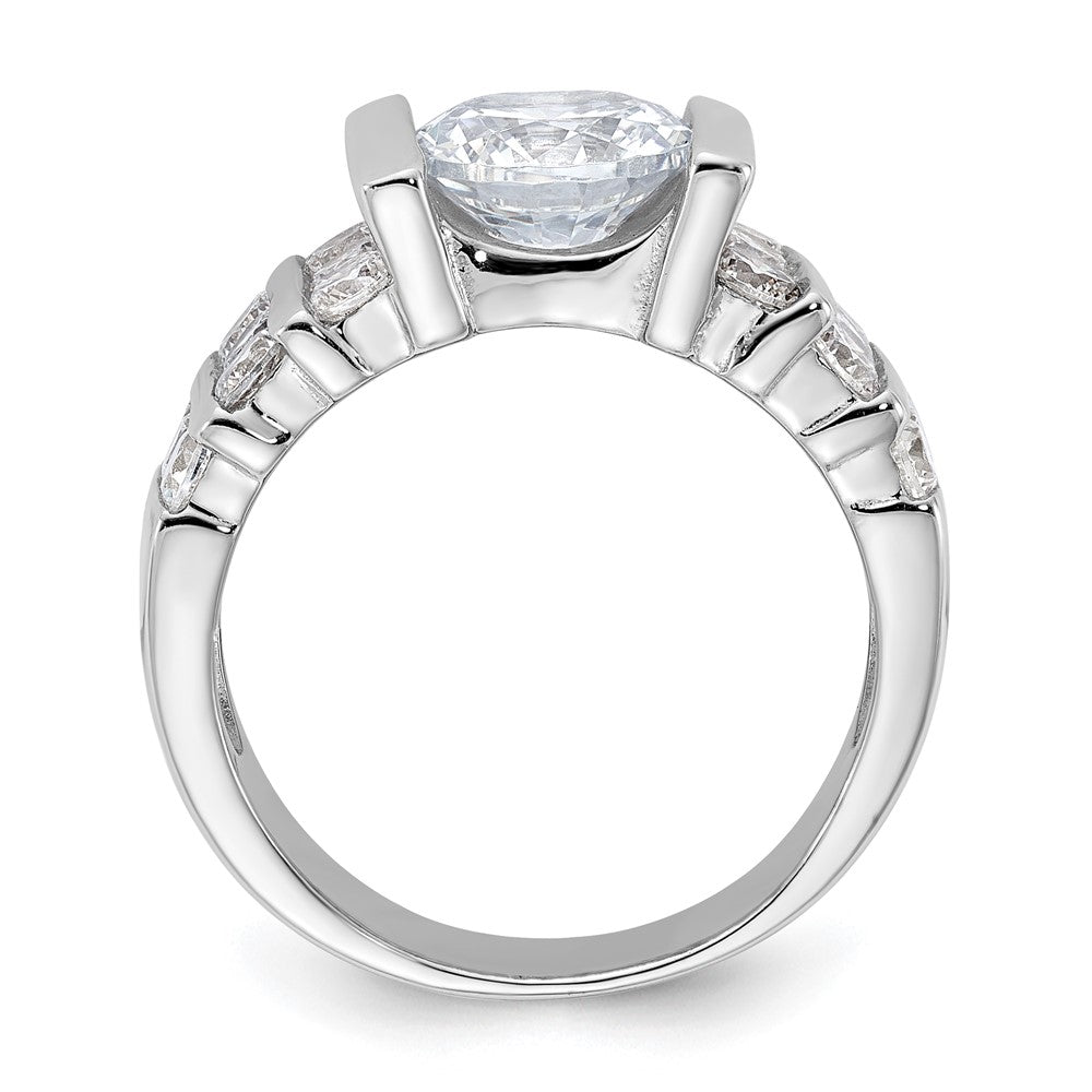 Sterling Silver Rhodium-plated CZ Ring