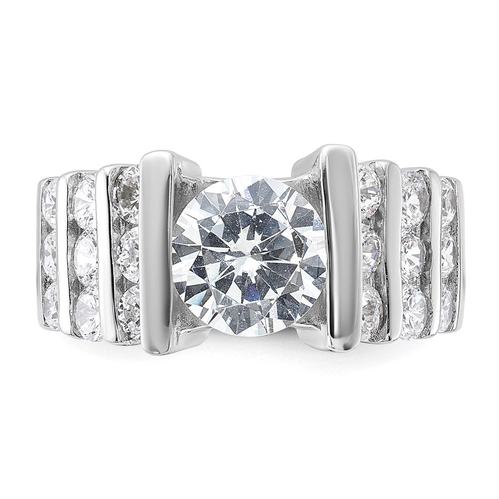 Sterling Silver Rhodium-plated CZ Ring