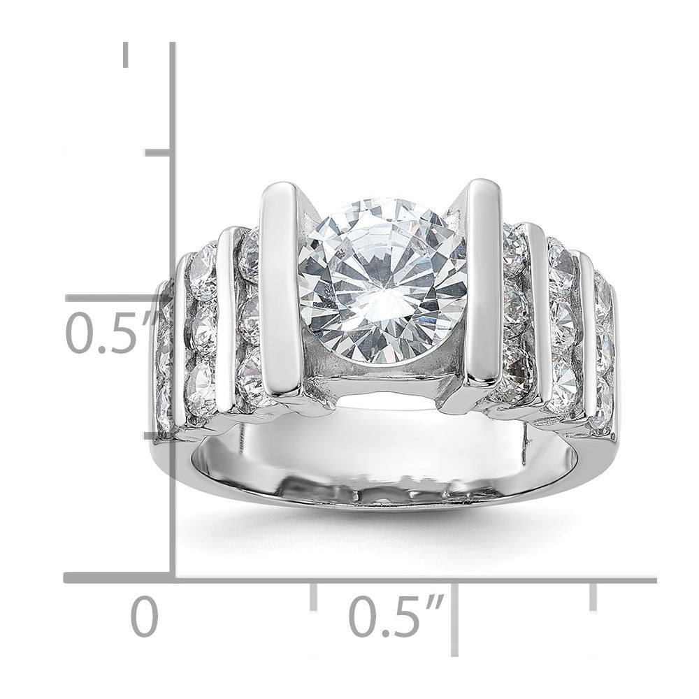 Sterling Silver Rhodium-plated CZ Ring