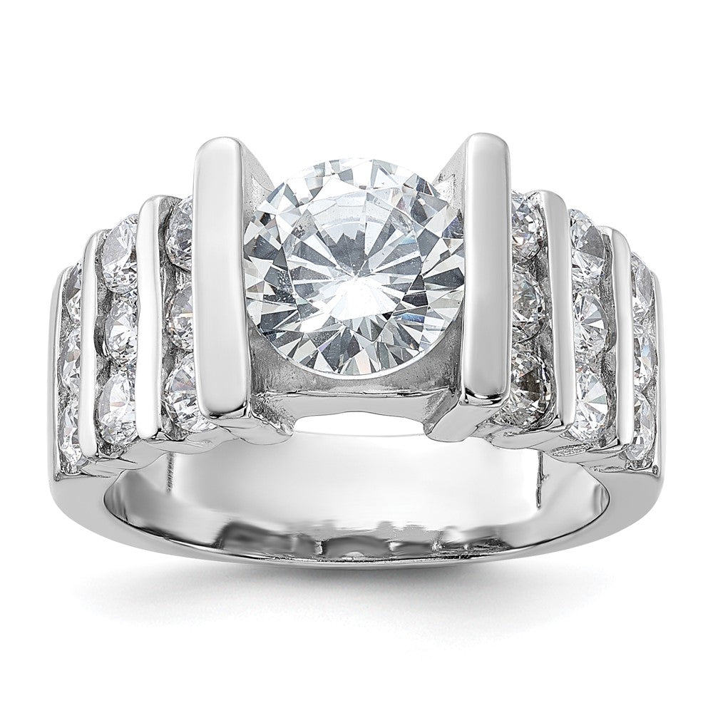 Sterling Silver Rhodium-plated CZ Ring