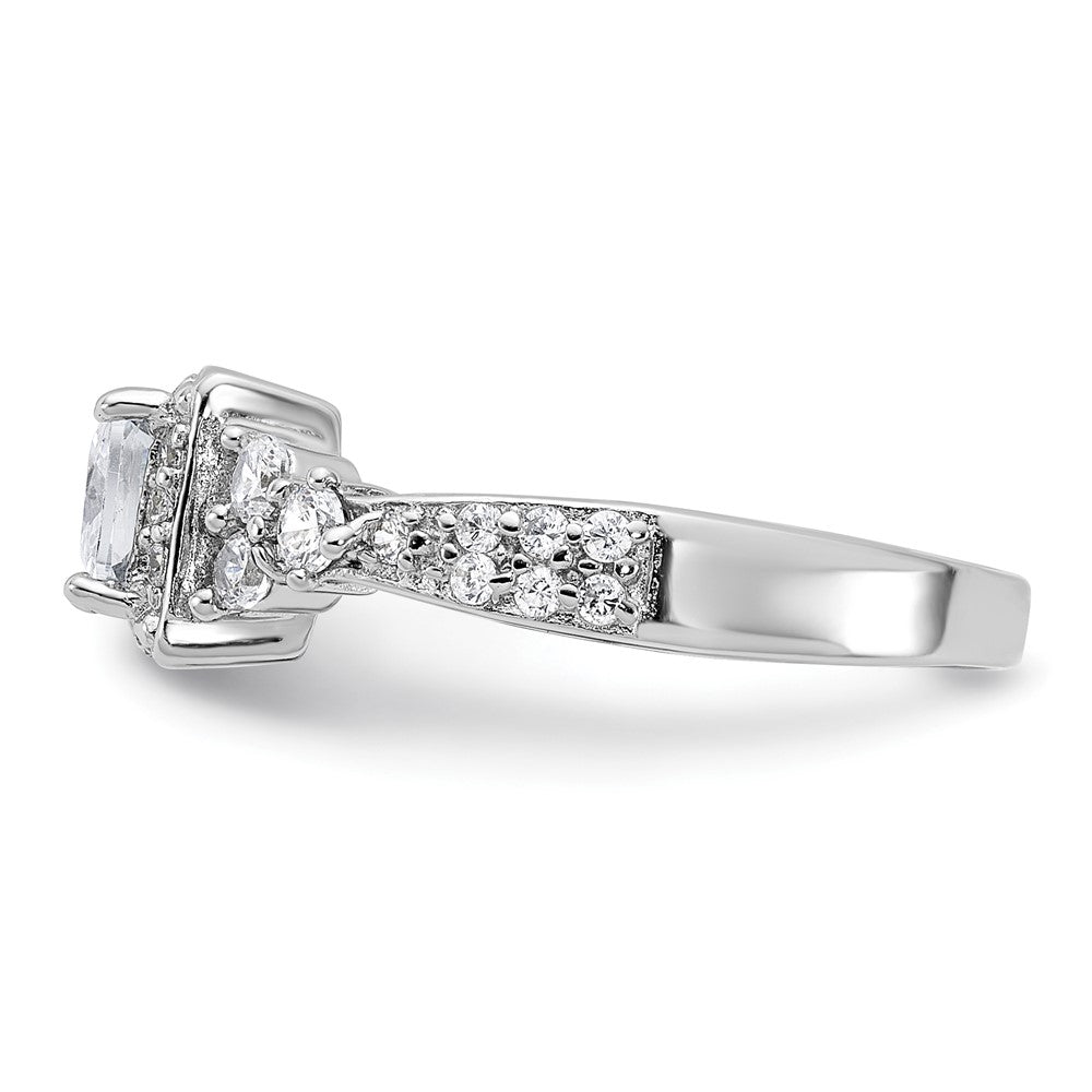 Sterling Silver Rhodium-plated Square CZ Ring