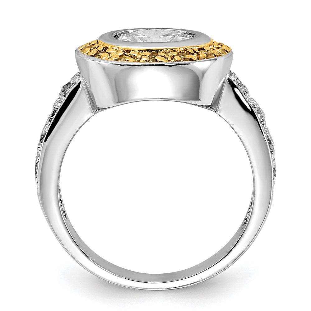 Sterling Silver & Gold-tone Vermeil Polished Yellow & Clear CZ Circle Ring