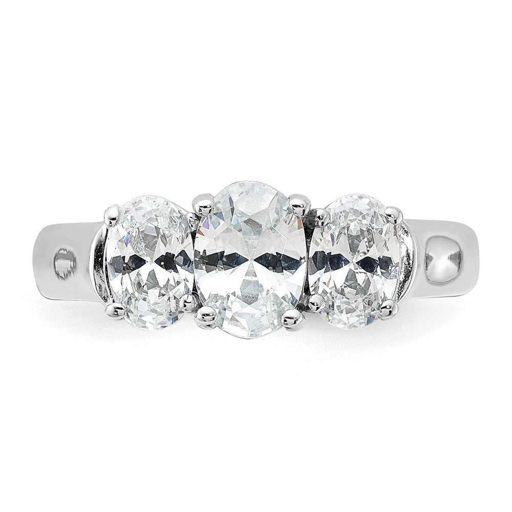 Sterling Silver Rhodium-plated 3 Stone CZ Ring