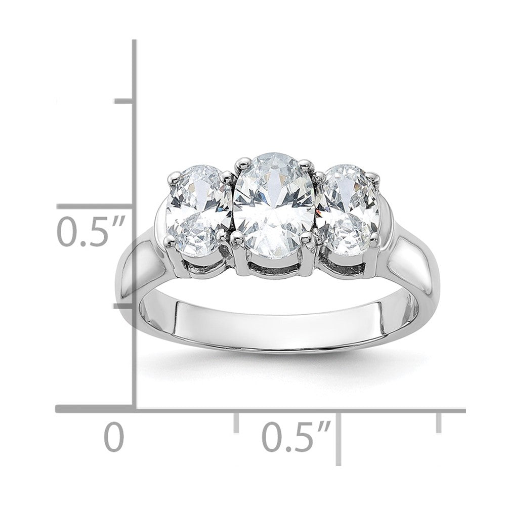 Sterling Silver Rhodium-plated 3 Stone CZ Ring