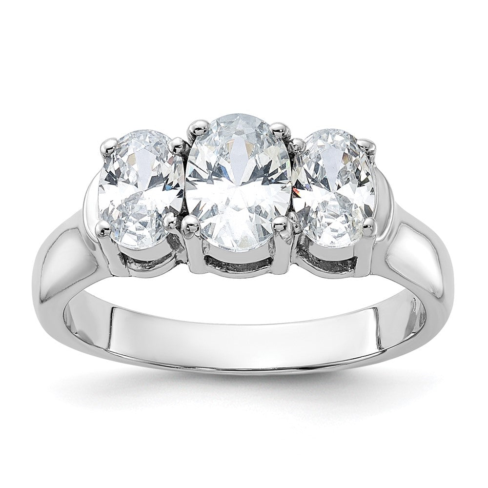 Sterling Silver Rhodium-plated 3 Stone CZ Ring