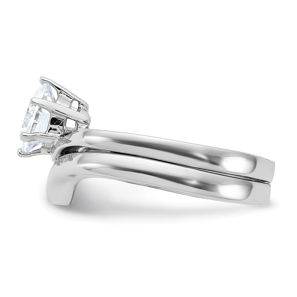 Sterling Silver Rhodium-plated 2-piece CZ Wedding Ring Set