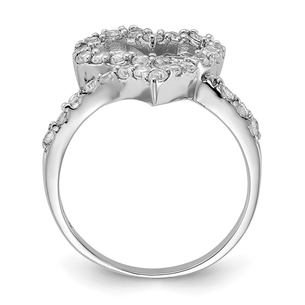 Sterling Silver Polished CZ Open Heart Ring