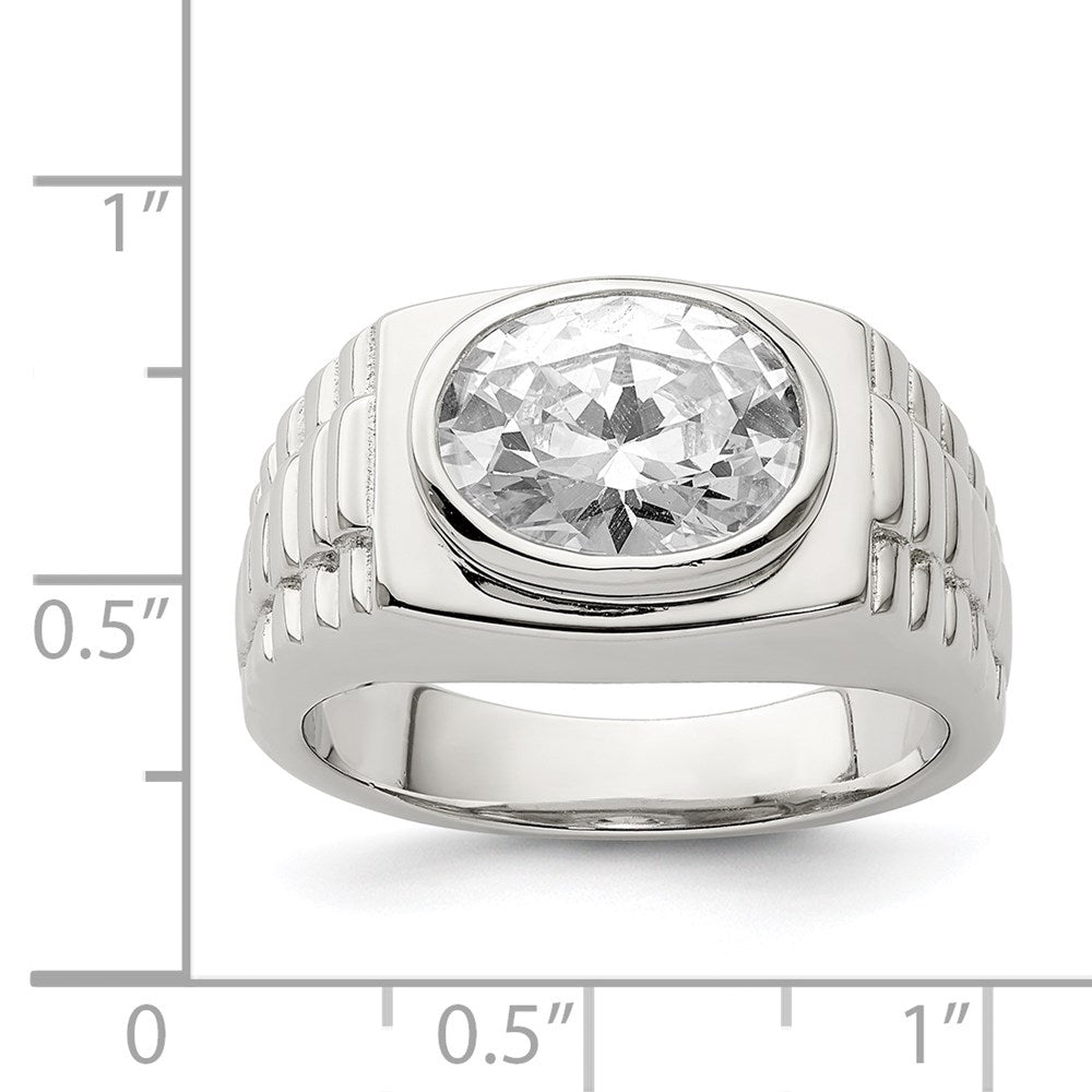 Sterling Silver Rhodium-plated Men's CZ Ring