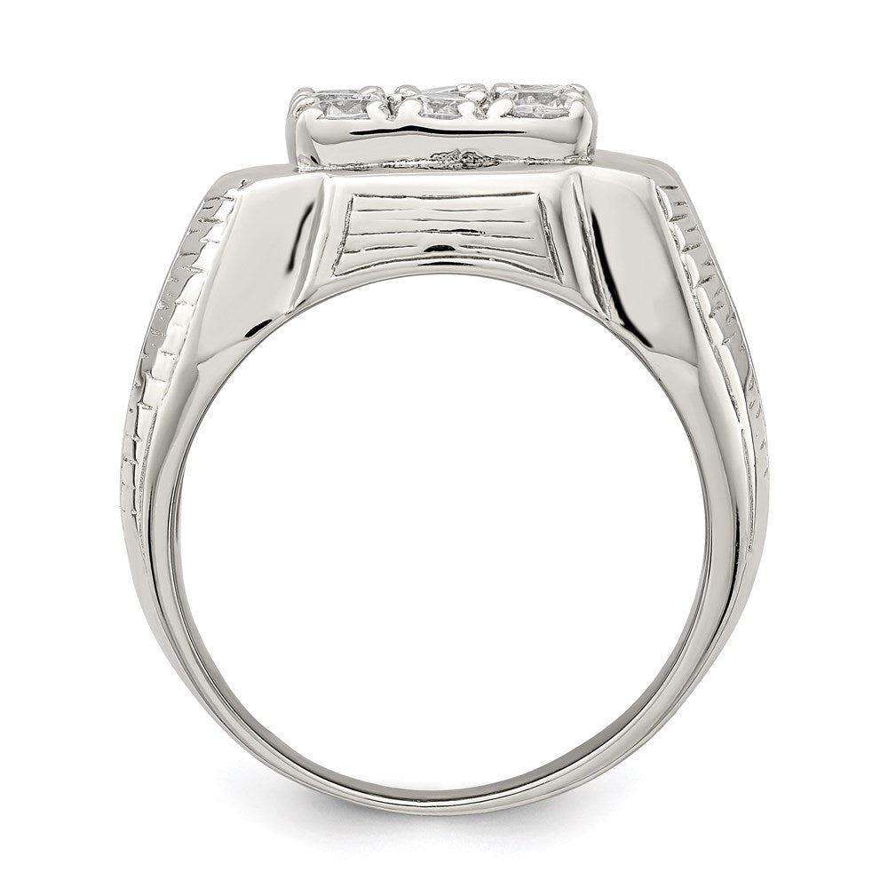 Sterling Silver Rhodium-plated Men's CZ Ring