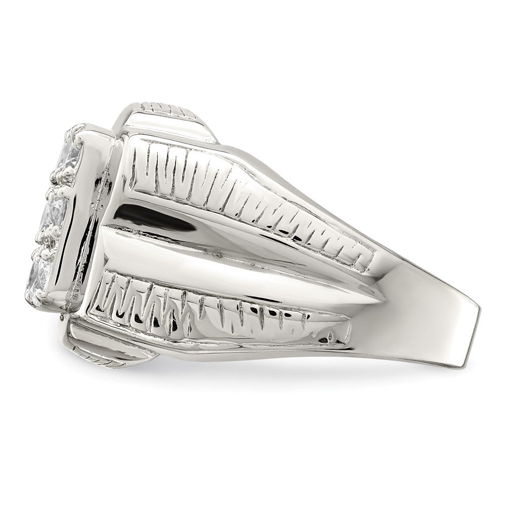 Sterling Silver Rhodium-plated Men's CZ Ring