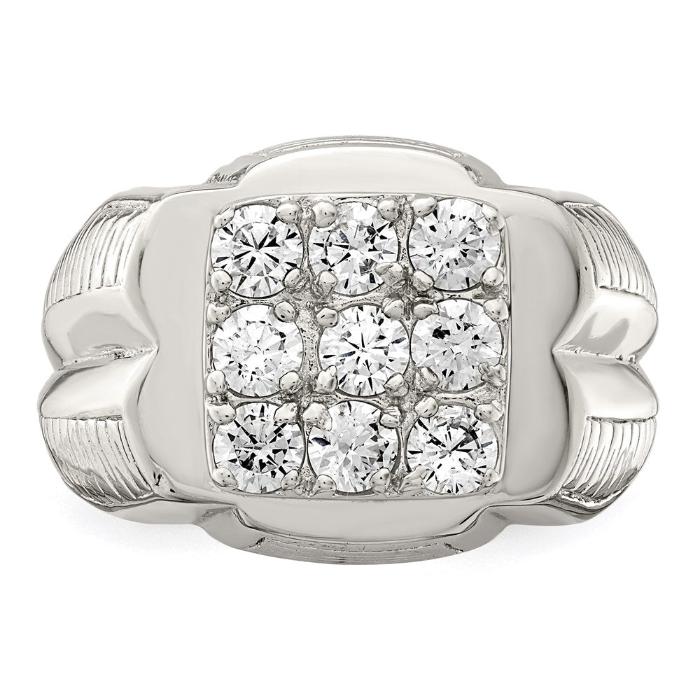 Sterling Silver Rhodium-plated Men's CZ Ring