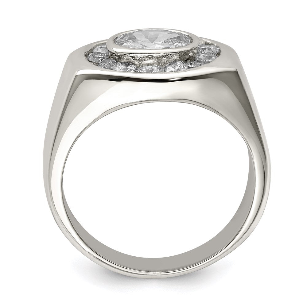 Sterling Silver Rhodium-plated Men's CZ Ring