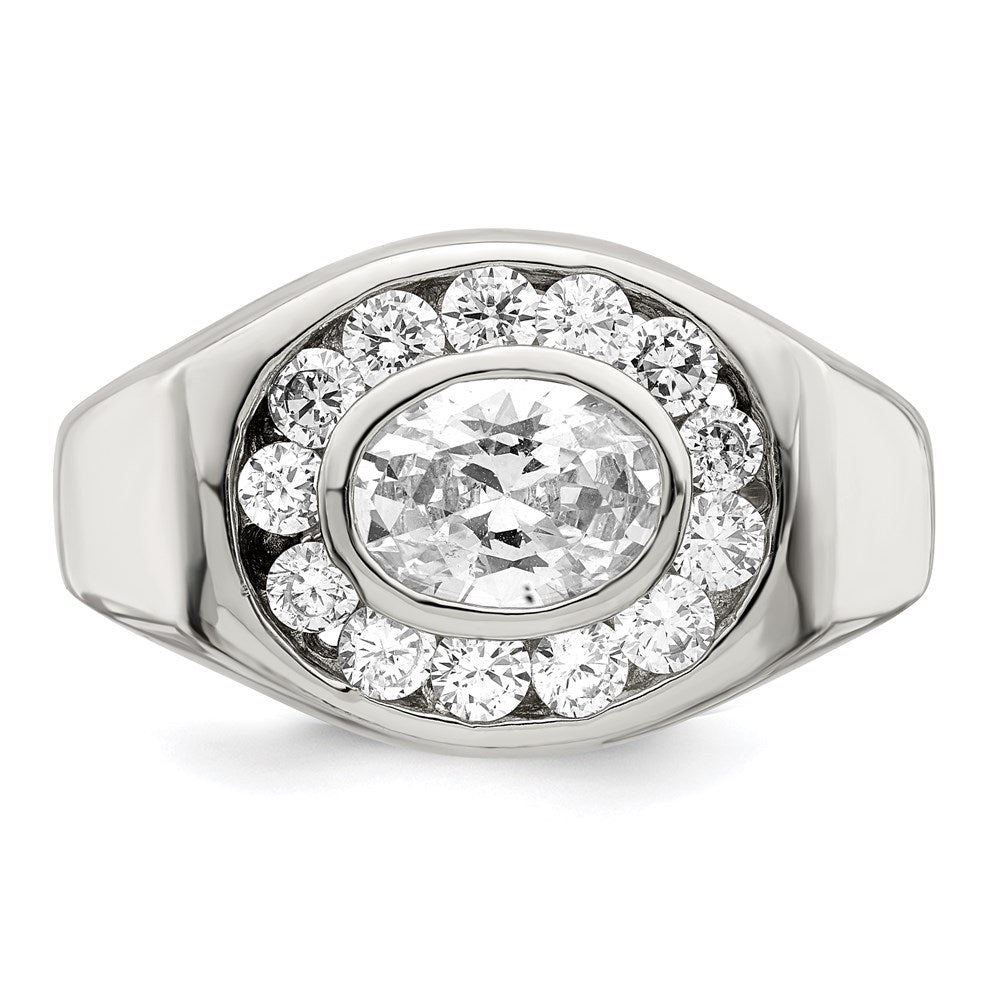 Sterling Silver Rhodium-plated Men's CZ Ring