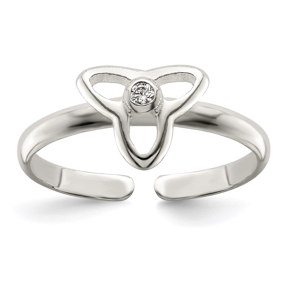 Sterling Silver CZ Polished Trinity Toe Ring