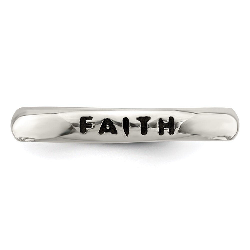 Sterling Silver Antiqued and Polished Faith Ring