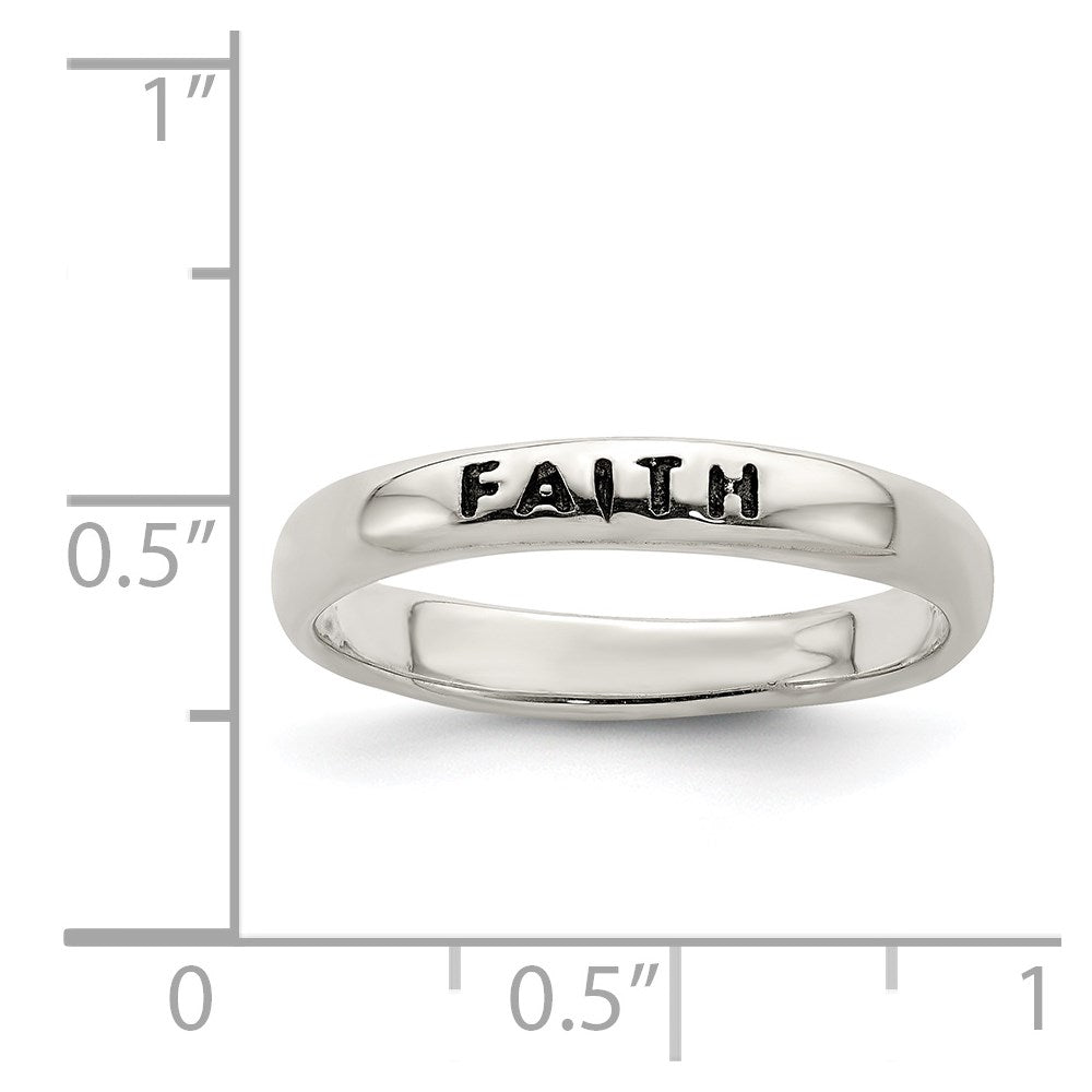 Sterling Silver Antiqued and Polished Faith Ring