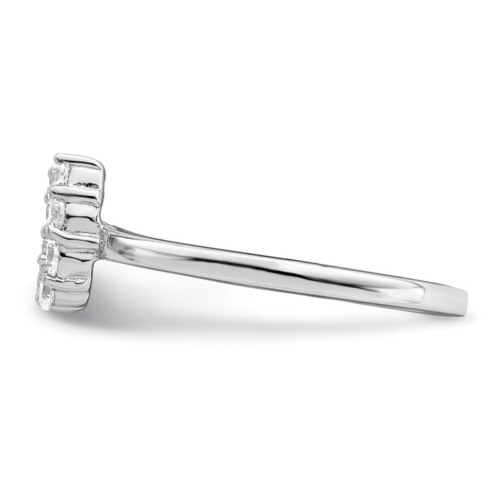 Sterling Silver Rhodium-plated Polished U Shaped Clear CZ Ring