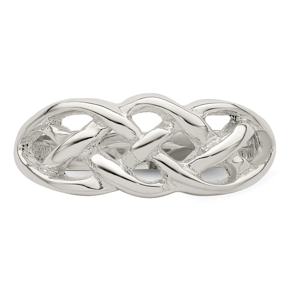 Sterling Silver Polished Woven Celtic Pattern Top Ring