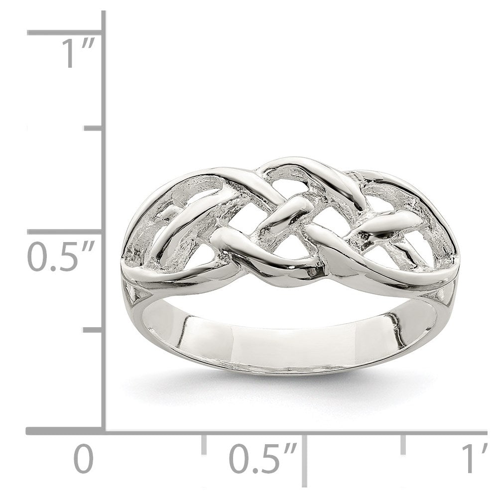 Sterling Silver Polished Woven Celtic Pattern Top Ring