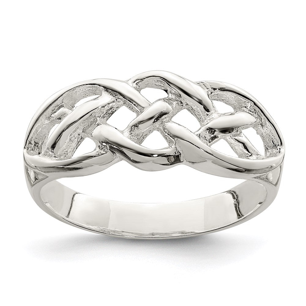 Sterling Silver Polished Woven Celtic Pattern Top Ring