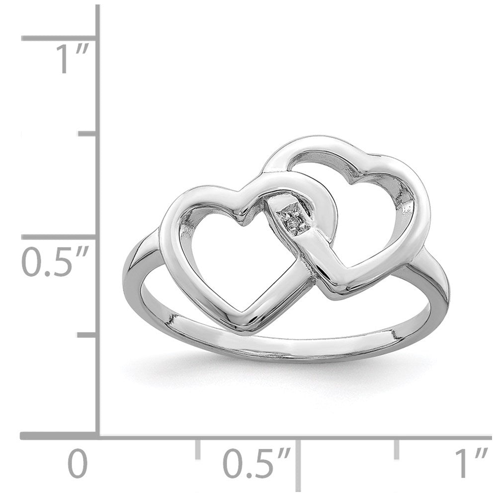 Sterling Silver Rhodium-plated Diamond accent Intertwined Heart Ring